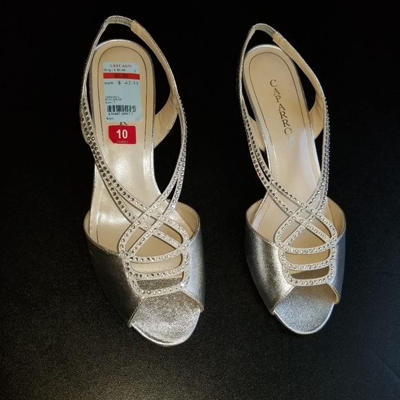NWT Caparros philomena silver heels with sparkly stones - Picture 2 of 15
